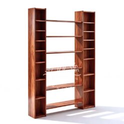 Rak buku tinggi kayu jati minimalis