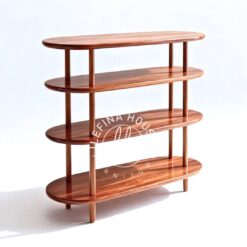 Rak display oval kayu jati 4 susun