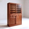 lemari pajangan jati pintu kaca minimalis LLRB020