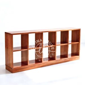 rak susun kayu jati panjang untuk display LLRB023