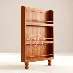 Rak buku montessori kayu jati natural kuat awet