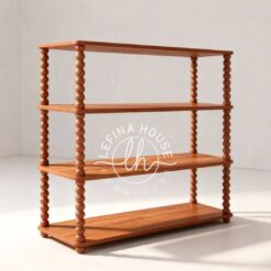 Rak susun kayu jati 4 tingkat kaki bubut unik
