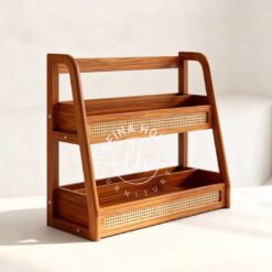 Rak mainan anak rotan kayu jati jepara estetik model miring
