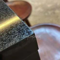 Set meja bar dan kursi cafe minimalis modern kayu jati solid dengan meja panjang motif granit – furniture Jepara Lefina House