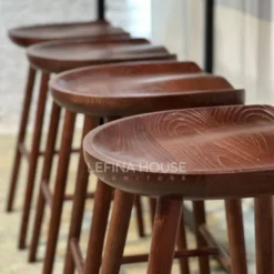 Set meja bar cafe minimalis modern dengan top granit dan kursi kayu solid – desain elegan oleh Lefina House Jepara