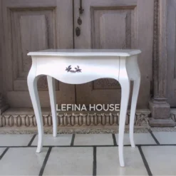 Meja Konsul Kayu Solid Duco Light Putih LMCL025