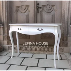 Meja Konsul Kayu Minimalis Cat Duco Putih LMCL026