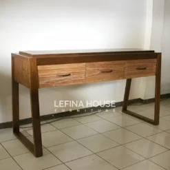 Meja Konsul Jati Minimalis 3 Laci Solid Coklat LMCL028