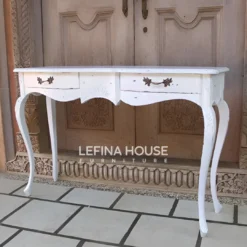 Meja Konsul Minimalis Modern Shabby White Duco LMCL032