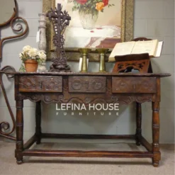 Meja Konsul Ukir Jepara Melamine Klasik Coklat LMCL033