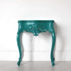 Meja Konsol Ukir Klasik Warna Hijau Tosca Mewah Jepara