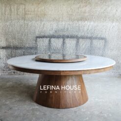 Meja Makan Marmer Jati Omer