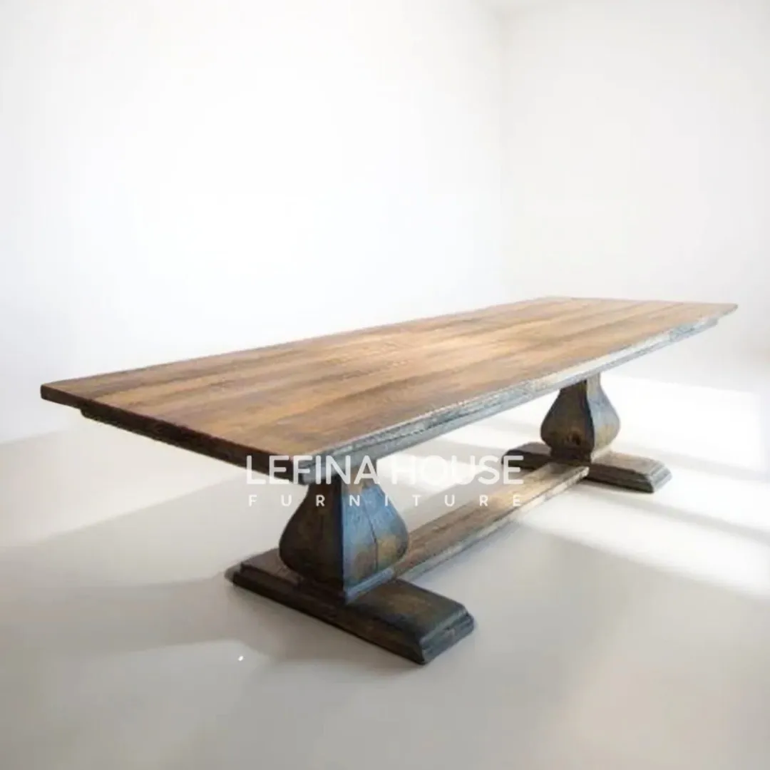 Meja Makan Pedestal Ganda