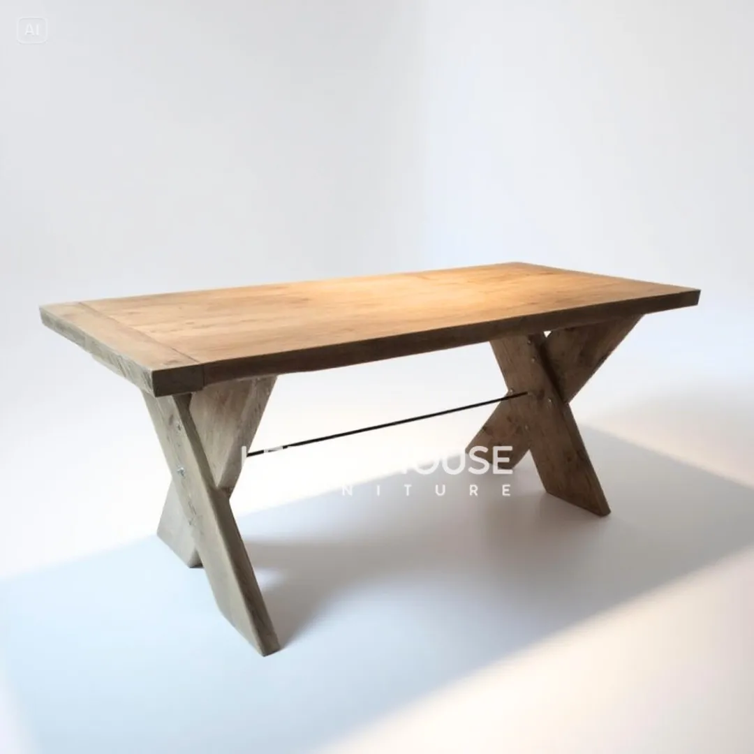 Meja Makan Japandi X-Leg