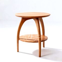 meja samping 2 tingkat jati gaya scandinavian