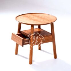 meja samping jati minimalis dengan laci