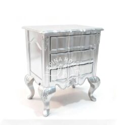 Nakas Kayu Mahoni Silver Mewah Klasik Dua Laci Modern