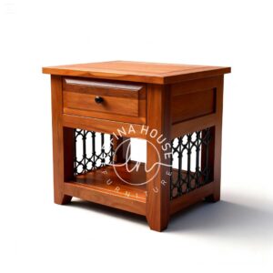 Nakas Minimalis Kayu Jati Modern Laci dan Rak Terbuka