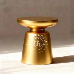 Nakas Gold Minimalis Kayu Mahoni Bentuk Drum Modern