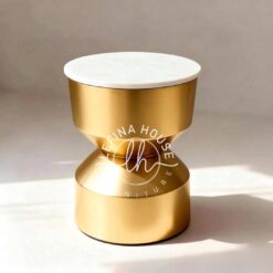 Nakas Kayu Mahoni Gold Marble Jam Pasir Modern