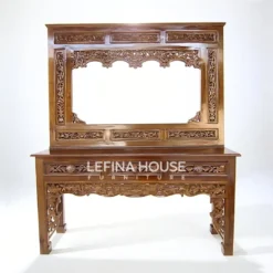 Meja rias kayu jati model klasik Jepara dengan finishing melamine warna salak elegan