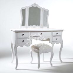 Meja Rias Scandinavian Putih Natural Compact