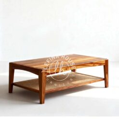 Meja Tamu Kayu Jati Minimalis Rak Bawah Multifungsi