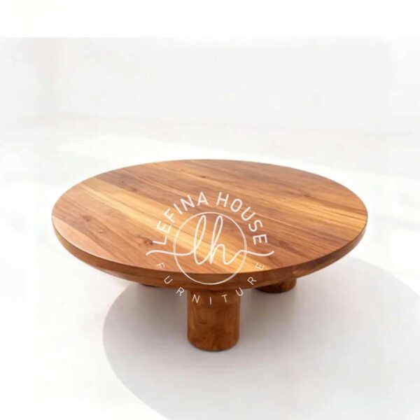 Meja Tamu Kayu Jati Bulat Minimalis Modern - LMTA022 - furniture minimalis Meja Tamu Kayu Jati Bulat Minimalis Modern