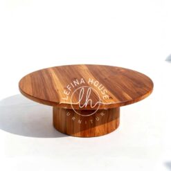Meja Kopi Kayu Bulat Elegan Desain Simpel