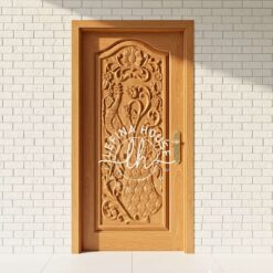 Pintu ukir modern motif kontemporer lengkap dengan kusen kayu jati solid desain artistik