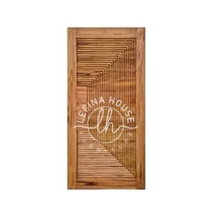 Pintu kayu motif diagonal modern kombinasi kaca inlai bahan jati solid finishing custom