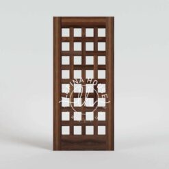 Pintu panel kayu grid minimalis desain kotak-kotak modern bahan jati finishing rapi