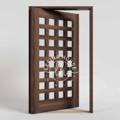 Kusen pintu kayu model grid set lengkap dengan daun pintu minimalis jati