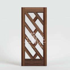 Pintu jati motif geometris desain 3D modern bahan TPK finishing glossy