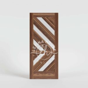Pintu jati motif diagonal kontemporer garis miring unik bahan jati finishing natural