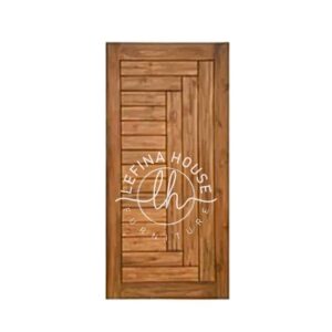 Pintu kayu motif herringbone modern pola zig-zag artistik bahan jati TPK