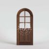 Pintu jati lengkung dengan kaca atas desain klasik megah bahan solid finishing glossy