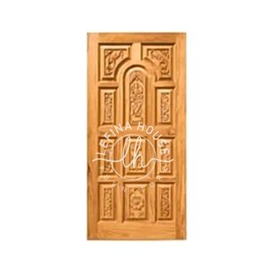 Pintu ukir modern kayu jati solid desain abstrak artistik finishing natural