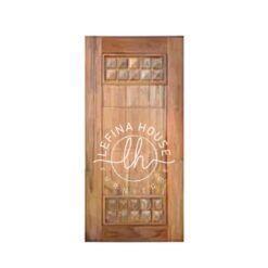 Pintu ukir minimalis dengan panel kaca kombinasi cahaya dan seni bahan jati