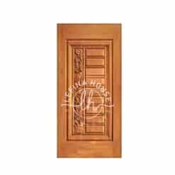 Daun pintu kayu minimalis panel tegak alur vertikal ramping bahan jati solid