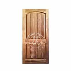 Pintu kayu minimalis modern lengkung desain motif kurva organik bahan jati unik