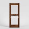 Pintu kayu minimalis dua panel kaca kombinasi solid dan transparan bahan jati