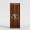 Pintu jati panel vertikal minimalis dengan profil ukir halus bahan solid