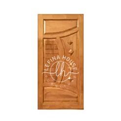 Pintu motif daun ukir kayu desain biophilic alami artistik bahan jati solid