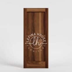 Pintu jati minimalis dua panel desain simetris seimbang bahan TPK finishing natural