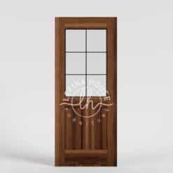 Pintu kayu minimalis grid kaca desain kotak modern bahan jati finishing hitam