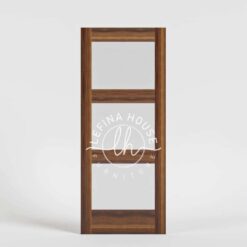 Pintu kayu panel terbuka minimalis desain floating gap modern bahan jati TPK