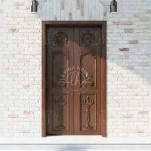 Pintu ukir kupu tarung jati motif klasik mewah Jepara