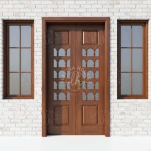 Pintu kayu jati kupu tarung ventilasi lengkung klasik Jepara