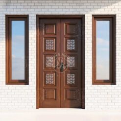 Pintu kupu tarung jati ukiran klasik elegan untuk rumah